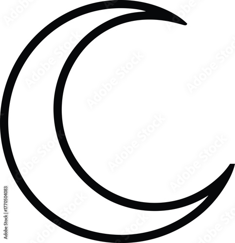 Crescent moon outline black and white night celestial