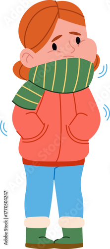 Girl Shivering in Cold Weather