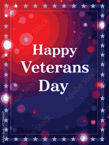 Happy Veterans Day Banner with American Flag Decorations