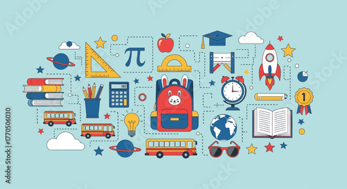 Flat Design Education and Learning Infographic Banner