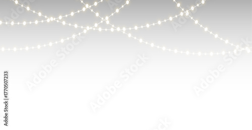 png yellow fairy lights chain with glow for holiday background