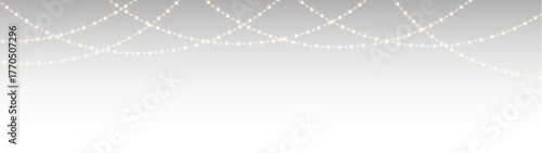 png christmas glowing led light garland border with yellow bulbs, isolated transparent decoration for party card, banner, or festive illustration design