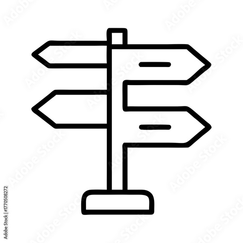 Directional road sign with multiple arrows pointing different ways  