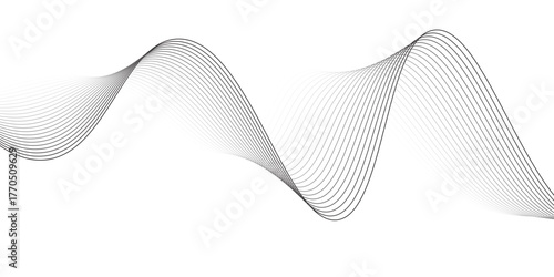 Abstract wave element for design. Digital frequency track equalizer. Stylized line art background. Vector illustration. Wave with lines created using blend tool.