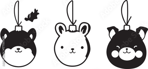 Funny cartoon farm animal vectors and black and white Easter egg illustrations