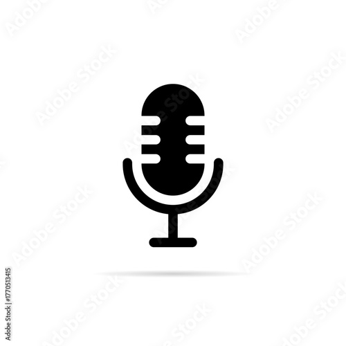 Voice microphone icon. Sound recording and podcast symbol. Audio flat sign