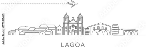 Lagoa Portugal Skyline with Airplane