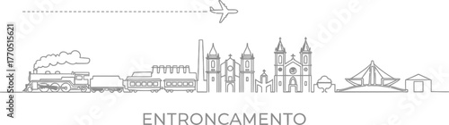 Entroncamento Skyline With Train and Airplane