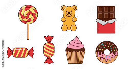 set of sweet candy icons