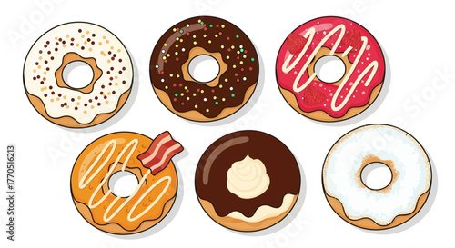 Easter eggs collection vector illustration of sweet desserts and bakery treats