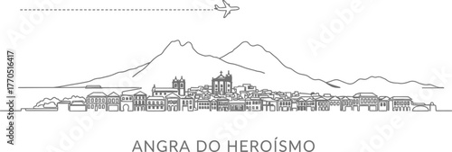 Angra do Heroísmo Skyline with Airplane Icon