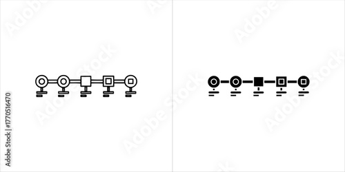 Chain link fence with posts and ground connection symbols