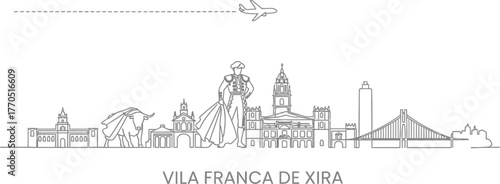 Vila Franca de Xira Skyline with Bullfighter and Airplane