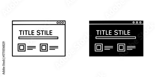 Two stylized icons representing a user interface element with text and checkboxes, one in black and white, the other inverted
