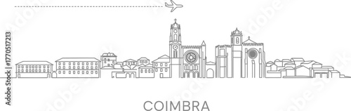 Coimbra Skyline with Airplane
