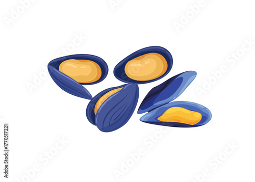 Fresh mussel Sea. Seafood and Fresh Sea Product stock illustration
