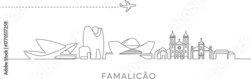 Vila Nova de Famalicão City Skyline with Airplane