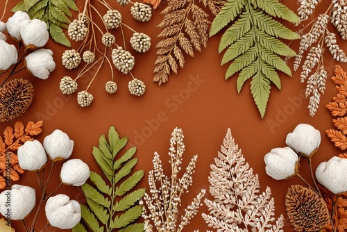 Autumnal Floral Arrangement on Brown Background