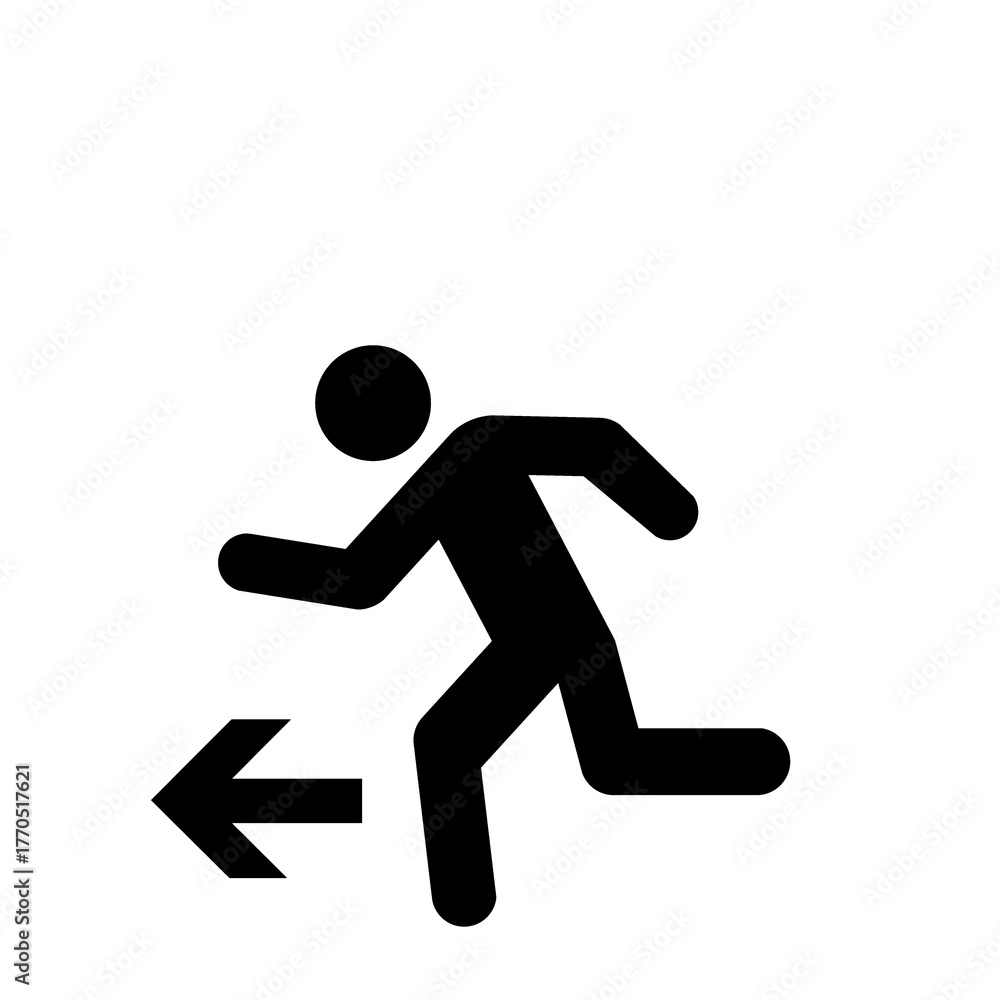 左方向へ走る人のピクトグラム(黒) 左方向へ走る人のピクトグラム(黒)