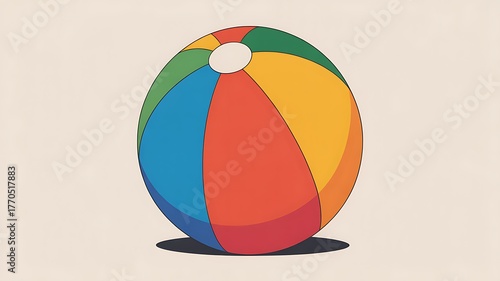 Vibrant spherical colorful beach ball toy playful summer recreation fun