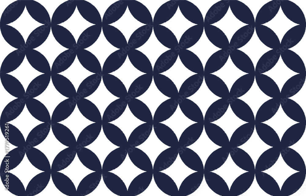 Fototapeta premium 七宝文様のシームレスパターン 紺