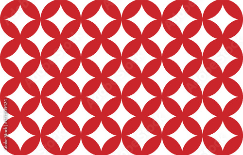 七宝文様のシームレスパターン 赤 紅白