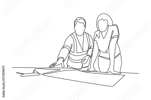 Simple continuous line of property development. Simple line, creativity, vector.