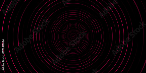3D red black dynamic techno background on dark space. Tech banner with rotating circles style decoration. Modern graphic design element. Motion lines concept for web, flyer, card, or brochure cover