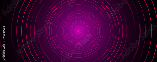 3D red black dynamic techno background on dark space. Tech banner with rotating circles style decoration. Modern graphic design element. Motion lines concept for web, flyer, card, or brochure cover