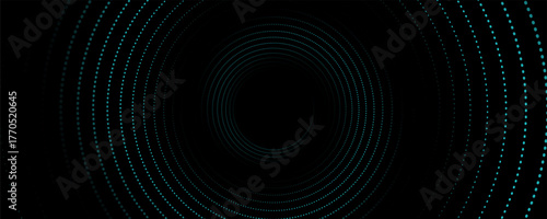 3D blue techno background. Big data visualization on dark space with dotted lines shape effect decoration. Modern graphic design element dots circle style concept for flyer, card, or brochure cover