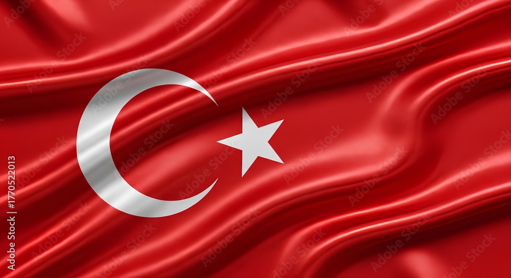 Obraz premium Flag of Turkey. It displays a bold red background with a white star and crescent centered