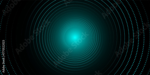 3D blue techno background. Big data visualization on dark space with dotted lines shape effect decoration. Modern graphic design element dots circle style concept for flyer, card, or brochure cover