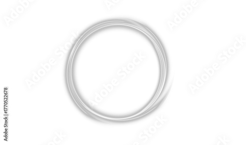Elegant silver-grey light circle radiates soft shine. Stylish circular glow for digital luxury and abstract visuals. PNG perfect for minimal compositions.