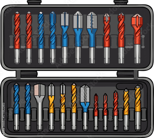 Drill Bit Set in Case - A Comprehensive Collection for Woodworking.