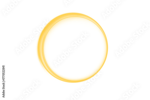 Elegant yellow ring radiates luminous glow. Soft circular beam adds sophistication and calm energy. PNG ideal for futuristic or minimal design.
