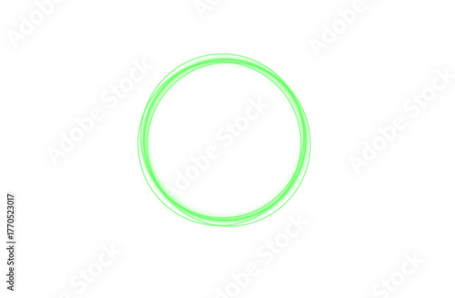 Vivid green spiral forms a glowing circular path. Smooth gradient enhances depth and dynamic motion. PNG for futuristic, abstract, or digital compositions.