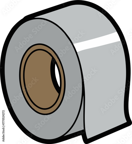 Illustration of a roll of gray duct tape with brown core.