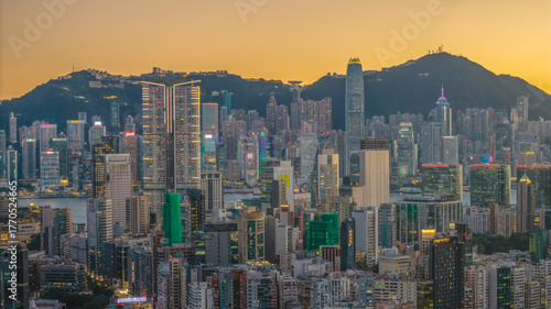 Sept 12 2025 Victoria Harbour skyline view in Hong Kong