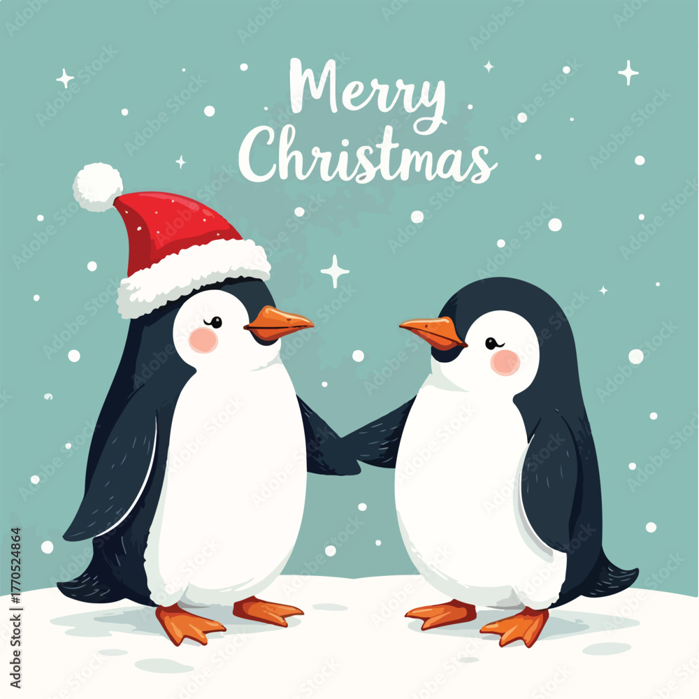 Obraz premium Cute Hand-Drawn Penguin Christmas Collection – Festive Cartoon Vector Illustration.