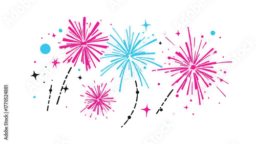 Colorful Firework Explosion on White Background