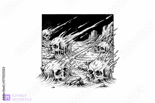 Burning Skulls and Bones in a Fiery Inferno.