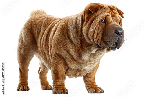 Sharpei dog on a white background seen in profile