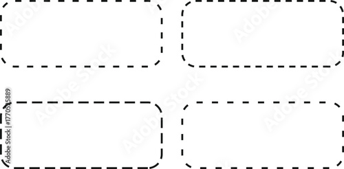 dotted rounded rectangle frame. Square Border collection. Dashed Rounded Box set