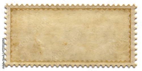 Blank vintage postage stamp with serrated edges and textured paper