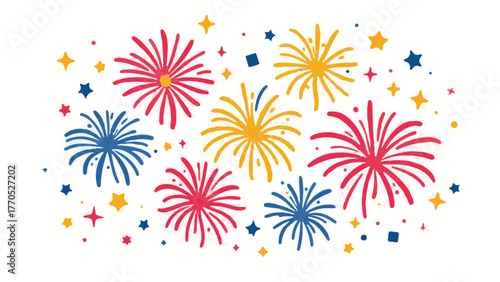 Colorful Firework Explosion on White Background