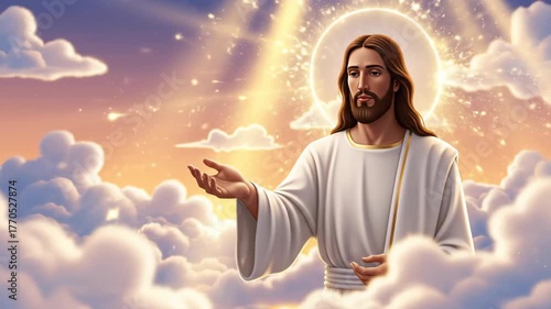 Jesus Christ in Heavenly Glory Surrounded by Divine Light.