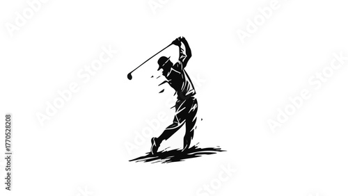 Golfer Swing Silhouette Vector Illustration