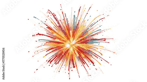 Colorful Firework Explosion on White Background