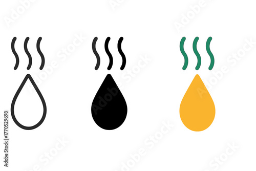Pheromone Marker Trio. Minimalist pheromone marker icon: three identical pheromone trail markers in a row, first in line style
