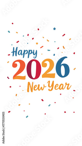 Colorful 2026 Happy New Year Celebration Design
